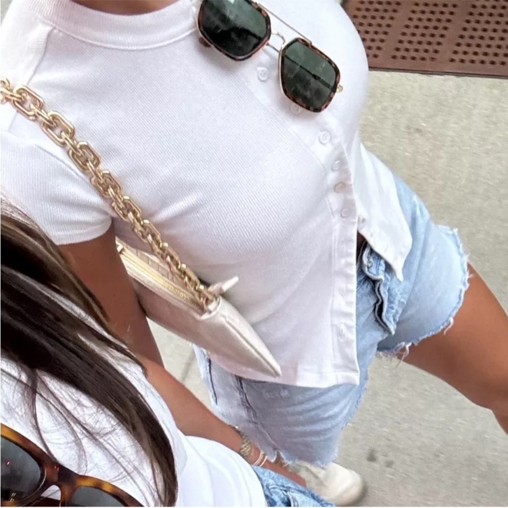 REFORMATION Raelynn White Knit Top